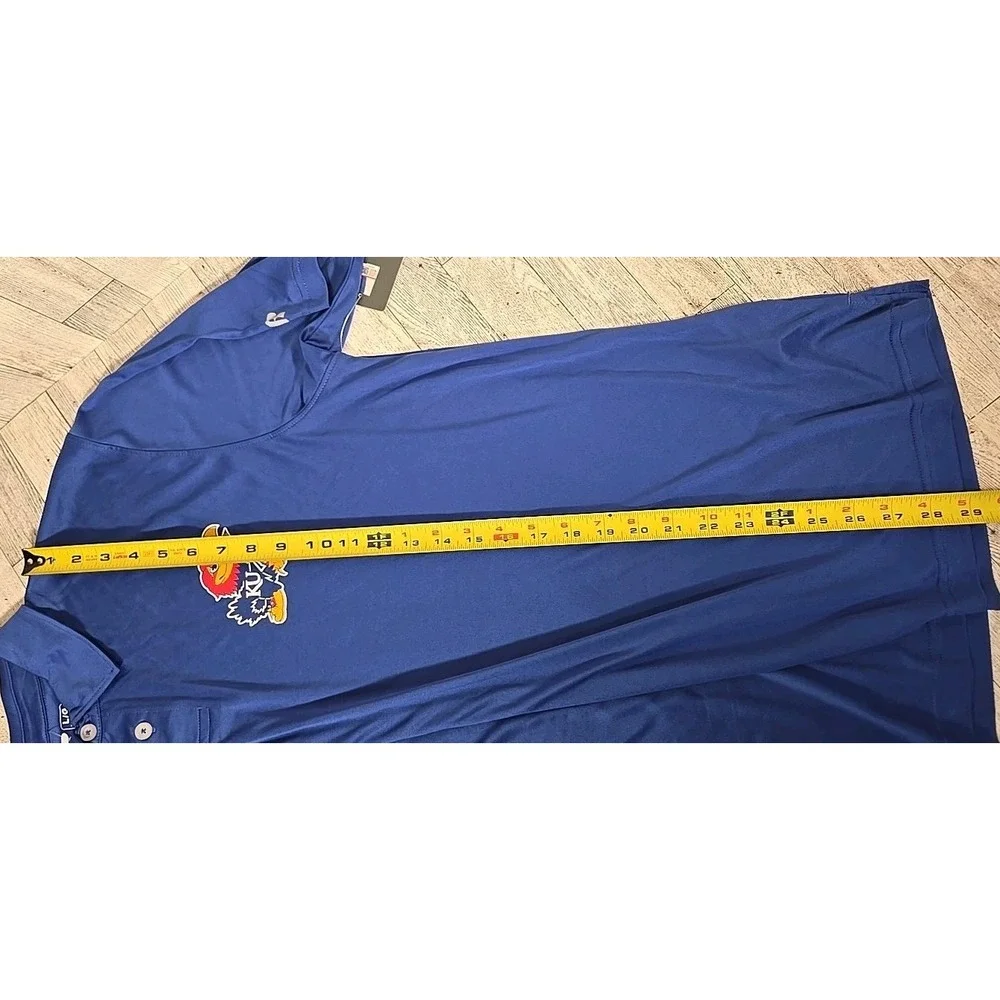 KU Jayhawks Polo LARGE 42-44 Kansas City Blue Russell NEW